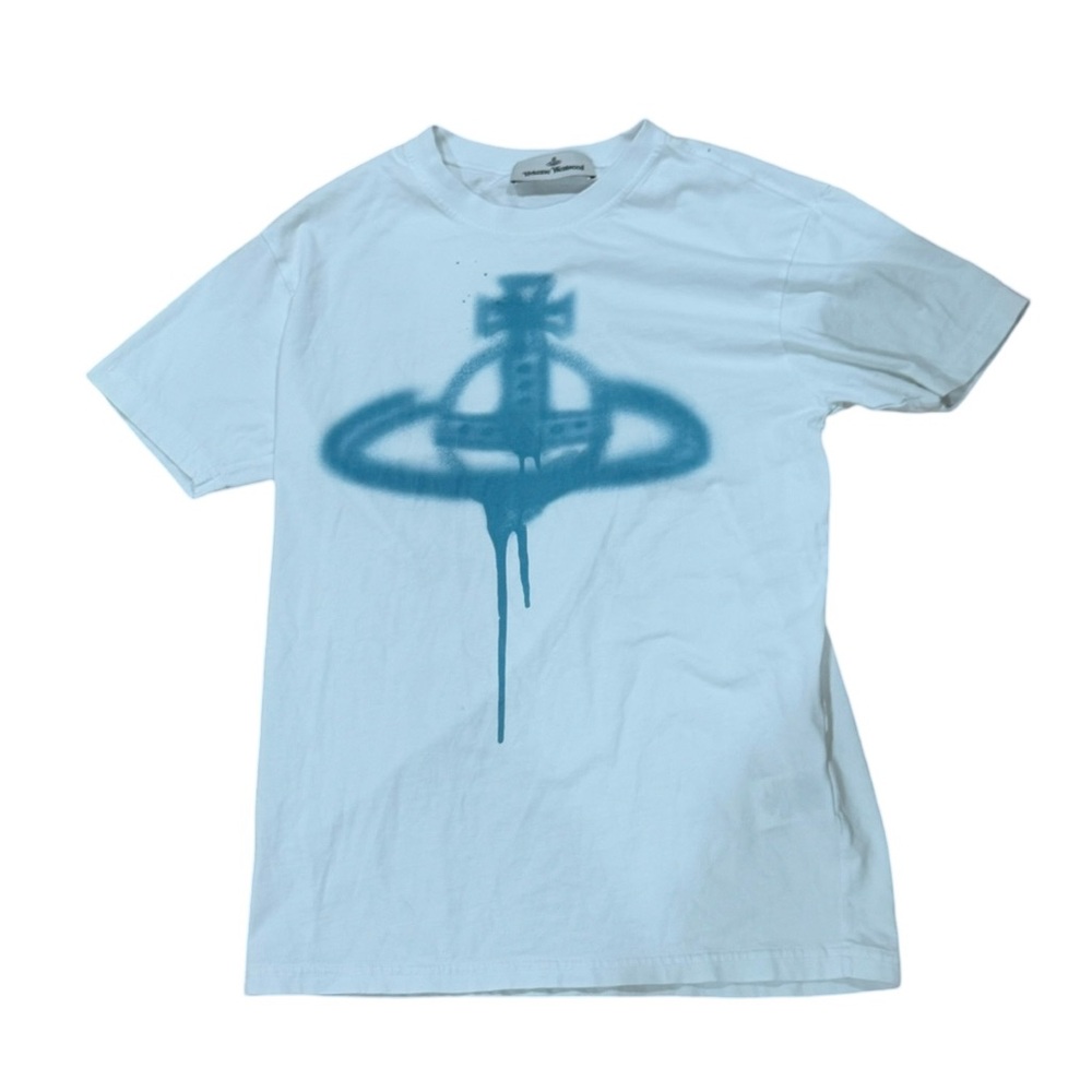 Vivienne Westwood White T-Shirt with Blue Logo